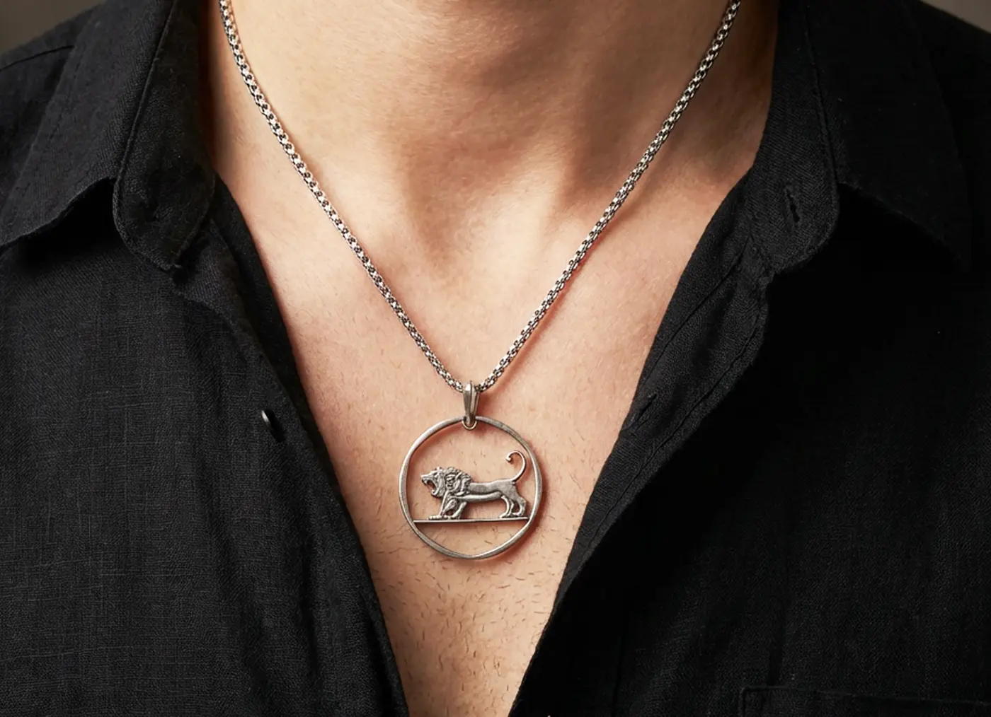 תליון אריה יהודה חתוך ממטבע 5 לירות, שנות ה 70