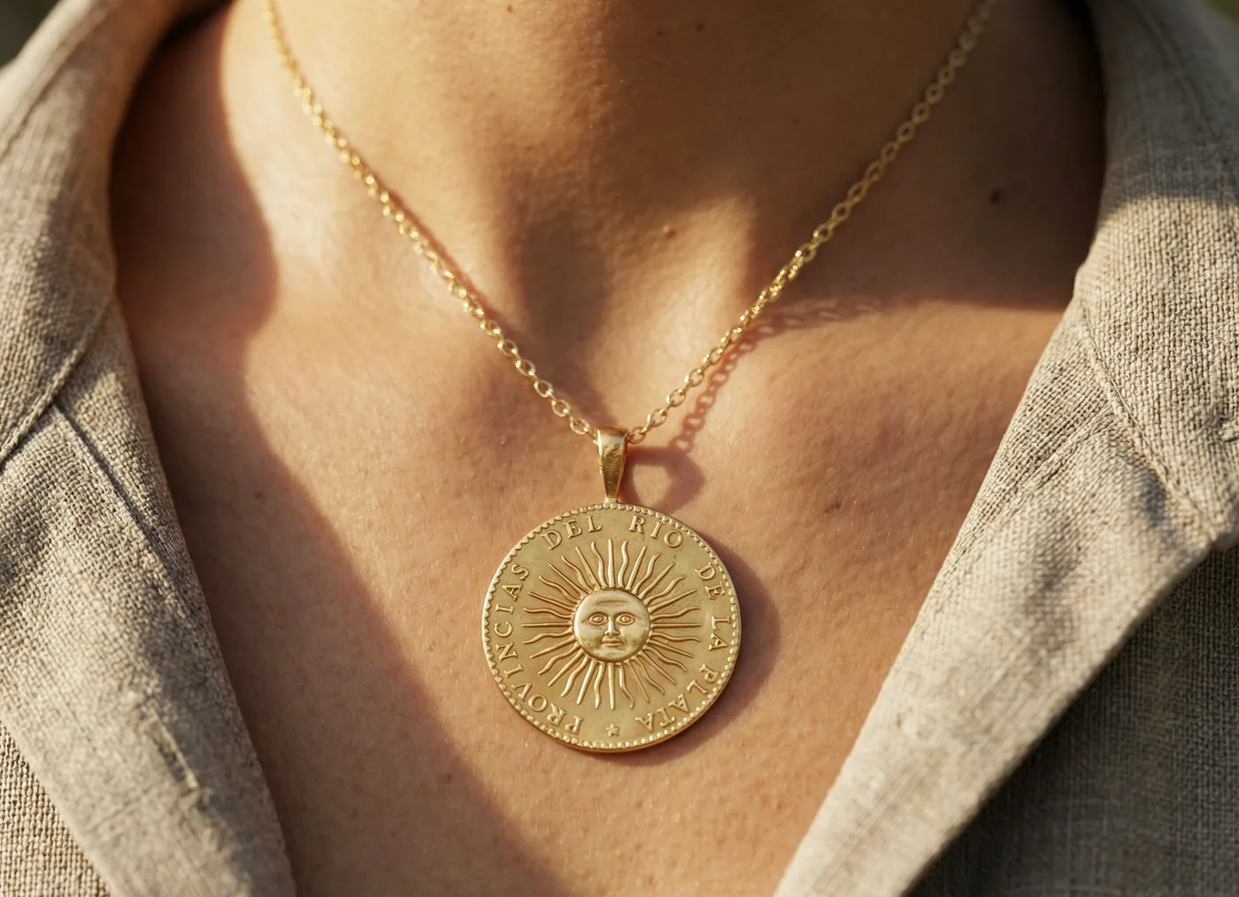 תליון ממטבע ארגנטינה SOL DE MAYO