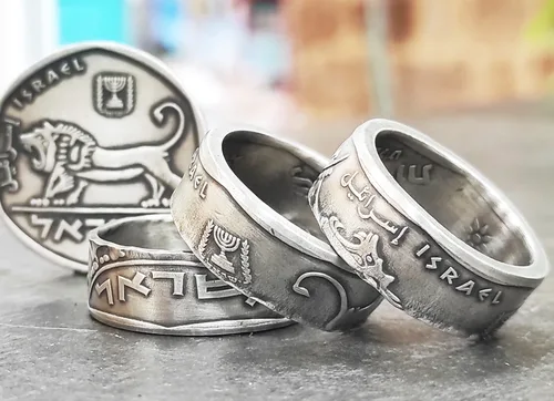 טבעת ממטבע 5 לירות, אריה יהודה, שנות ה 70