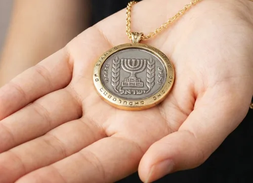 תליון בעבודת יד - עשוי מ-2 מטבעות- ישראל ואנגליה