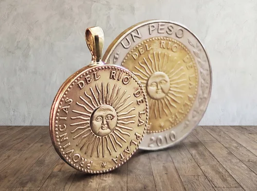 תליון ממטבע ארגנטינה SOL DE MAYO