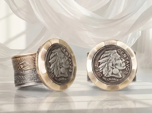 טבעת משולבת מארבעה מטבעות שונים