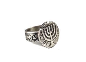 טבעת מנורה - עשויה משני   מטבעות ישראליים